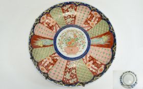 Japanese 19 th Century - Large Circular Shaped Imari Charger / Dish of Shallow Form, Decorated In