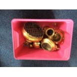 Box Of Assorted Brassware.