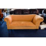 Queen Anne Sofa Three seater sofa of generous proportions on dark wood cabriole legs with castors.