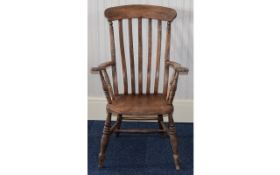 High Backed Chair Rustic style unvarnished high back chair with aged patina.