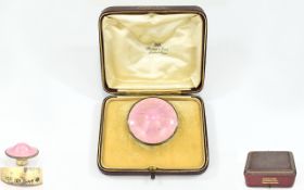 Edwardian Period - Very Fine Pink Enamel and Silver Top For a Ladies Parasol, Boxed,