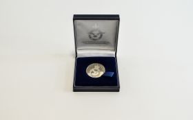 RAF Commemorative 90th Anniversary Medal. Silver tone medal housed in original box with blue