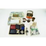 Mixed Lot Of Oddments And Collectables Comprising Cigarette Cards, Mixed Low Value Coins,