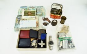 Mixed Lot Of Oddments And Collectables Comprising Cigarette Cards, Mixed Low Value Coins,