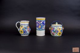 Poole - Hand Painted Carter - Sadler - Adams Vase, Jug and Biscuit Barrel From The 1930's.