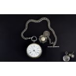 Victorian - Silver Open Faced Chronograph Pocket Watch.