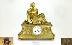 Napoleon III Gilt Bronze Figural Striking Mantel Clock. c.1850 - 1860.