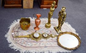 A Large Collection Of Brass And Metal Items Approx six in total to include two figures,