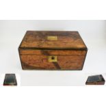 Victorian - Fine Burr Walnut Gentleman's Writing Slope with Fitted Interior with Original Tooled