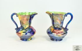 Maling - Nice Quality Pair of Lustre Jugs In The Storm Pattern, Made In The 1950's.