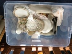 Large Box Containing A Quantity Of Ceramics, Cups, Saucers, Cabinet Plates, Jugs,