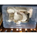 Large Box Containing A Quantity Of Ceramics, Cups, Saucers, Cabinet Plates, Jugs,