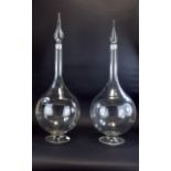 Victorian Period - Hand Blown and Impressive Pair of Large Clear Glass Shop Window Display -