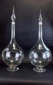 Victorian Period - Hand Blown and Impressive Pair of Large Clear Glass Shop Window Display -