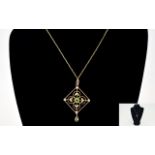 9ct Gold Edwardian Pendant Openwork Desi