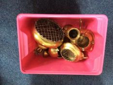 Box Of Assorted Brassware.