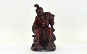 Carved Oriental Figure Small wood carved