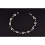 9ct White Gold Bracelet, Each Link Set W