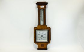 Art Deco Mahogany Inlaid Barometer, Squa