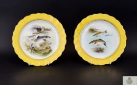 Royal Worcester Hand Painted Pair of Cab