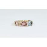 9ct Gold Dress Ring Set With 3 Coloured