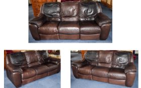 Leather Three Seater Sofa Large plush le