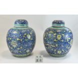 Chinese A Pair Of 'Lotus' Ovoid Jars And