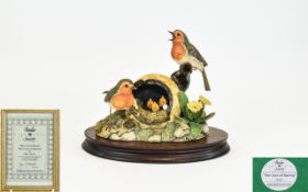 Border Fine Arts Members Only Hand Made and Signed Group Figure ' The Joys of Spring ' Two Robins