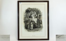 Victorian Period Engraving / Print of Mrs Gamp From Charles Dickens Novel ' Martin Chuzzlewitt '