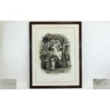 Victorian Period Engraving / Print of Mrs Gamp From Charles Dickens Novel ' Martin Chuzzlewitt '