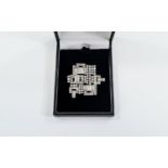 Art Deco 18ct White Gold and Platinum Set Diamond Pendant / Brooch. Est Diamond weight 2.75 - 2.85