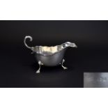 A Nice Quality - Solid Silver Sauce Boat, Raised on ( 3 ) Three Hoofed Feet,