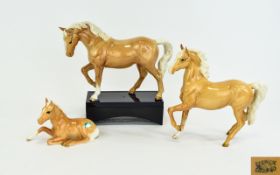 Beswick - Early Horse Figures ( 3 ) Comprises 1/ Palomino - First Version, Prancing Arab Type,