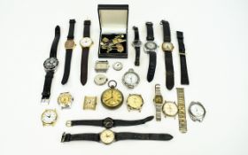 A Mixed Collection Of Gents Watches In various sizes and condition approx 19 in total to include