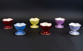 Maling - Art Deco Period Lustre Set of Six Lily Shaped Sundae Dishes. All In Different Colour ways.