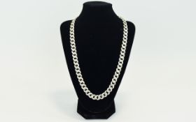 A Contemporary Nice Quality and Heavy Flat Curb Silver Necklace.