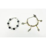 Snowflake Obsidian Bracelet And Japanese Charm Bracelet Small, elasticated,