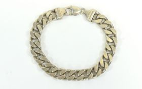Contemporary Nice Quality and Heavy Flat Curb Silver Bracelet. Marked 925 - Silver.