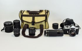 Small CollectIon of Cameras. including Chinon camera, lenses, cameral bag et