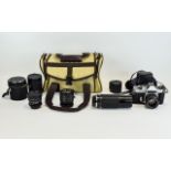 Small CollectIon of Cameras. including Chinon camera, lenses, cameral bag et