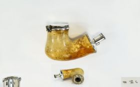 19th Century - Large and Impressive Meerschaum Pipe Bowl with Silver Lid / Cover and Mounts.