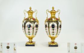 Royal Crown Derby Very Fine and Impressive Hand Painted Pair of Old Imari Pattern Bulbous Twin