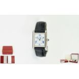 Cartier Must - De Ladies Sterling Silver Wrist Watch with Original Black Leather Strap From Cartier.
