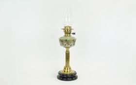 Antique - Nice Quality Brass Kerosene / Oil Table Lamp with Corinthian Column,