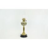 Antique - Nice Quality Brass Kerosene / Oil Table Lamp with Corinthian Column,