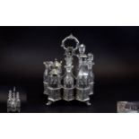 A Large and Impressive Early Victorian Silver 8 Piece Cut Glass Bottle,