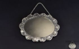 Tavra Turkish 900 Coin Silver Repousse Handmade Oval Shaped Wedding Mirror. c.1900 - 1910. Marked