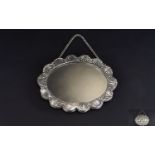 Tavra Turkish 900 Coin Silver Repousse Handmade Oval Shaped Wedding Mirror. c.1900 - 1910. Marked