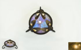 Art Nouveau Period Butterfly Wing Trinket Dish, The Metal Surround with Leaf Decoration,