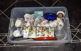 Box of Assorted Pottery, Glass and Collectables.